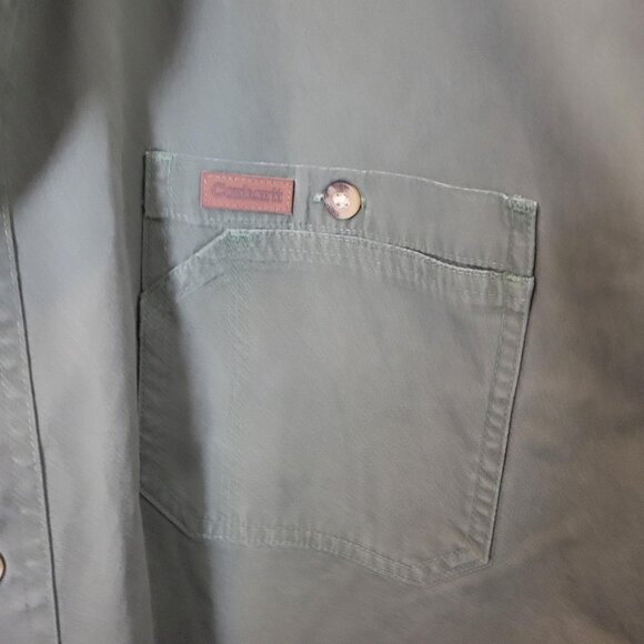 Carhartt Work Shirt Men's 2XL Olive Green Button Down Long Sleeve Heavyweight - Picture 3 of 6